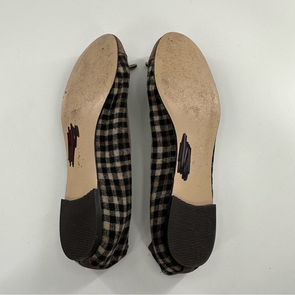 Lands end womens flats size 9.5 41 brown suede checkered bow ballet preppy - Picture 8 of 15